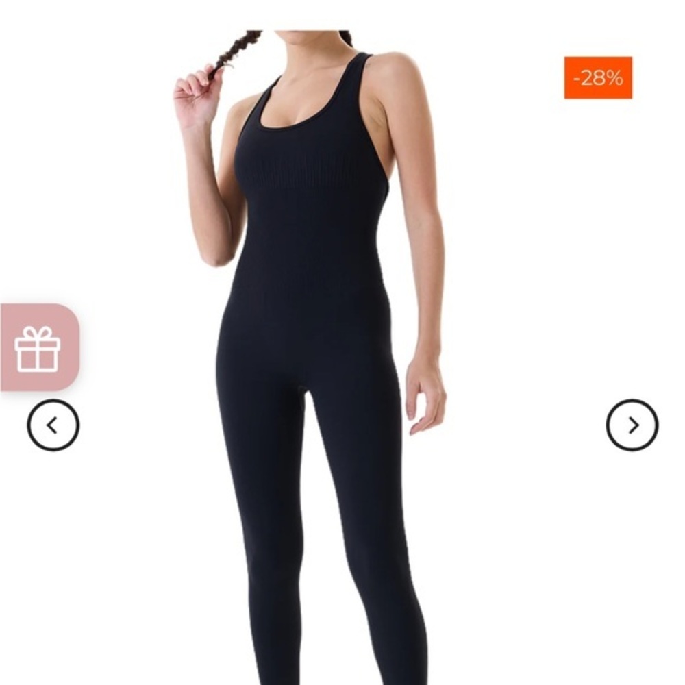 Workout Gym Black Bodysuit One piece Sleeveless Jumpsuit